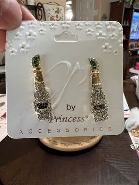 New Green & Gold Bottle-Shaped Crystal Earrings